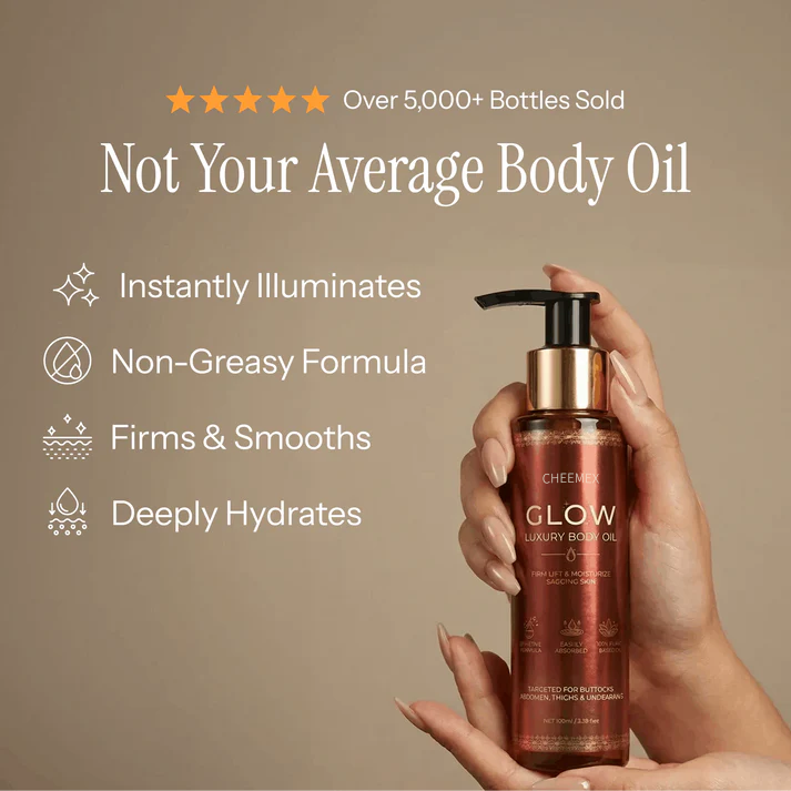 Cheemex Glow bottle with product benefits