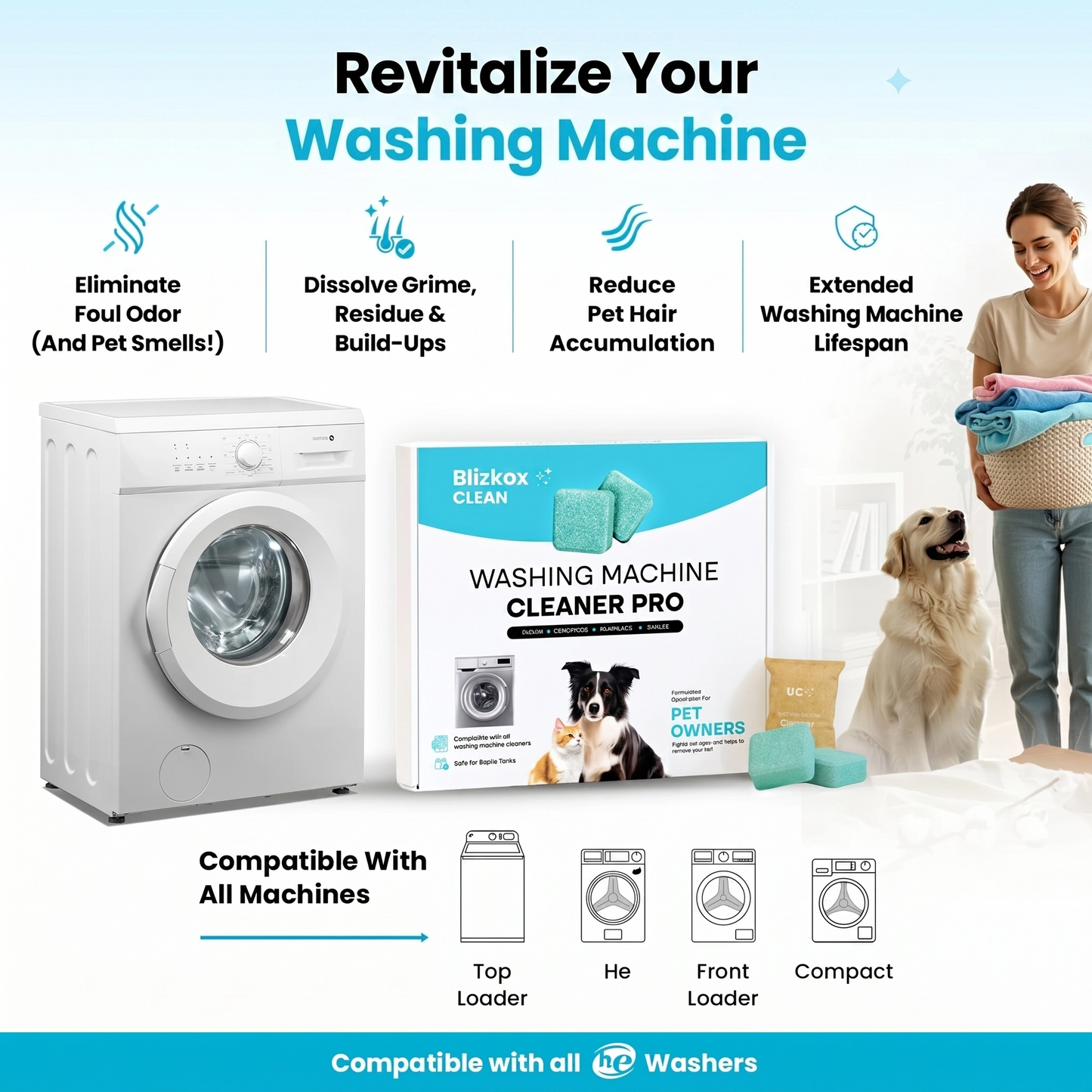🔥Buy 1 Get 1 Free🔥Blizkox Washing Machine Cleaner Tablets（12 pack）