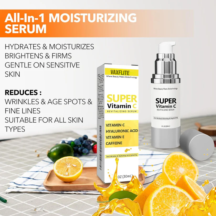 Vaxflite Super C Serum for Mature Skin - All-in-One Vitamin Formula Hydrates