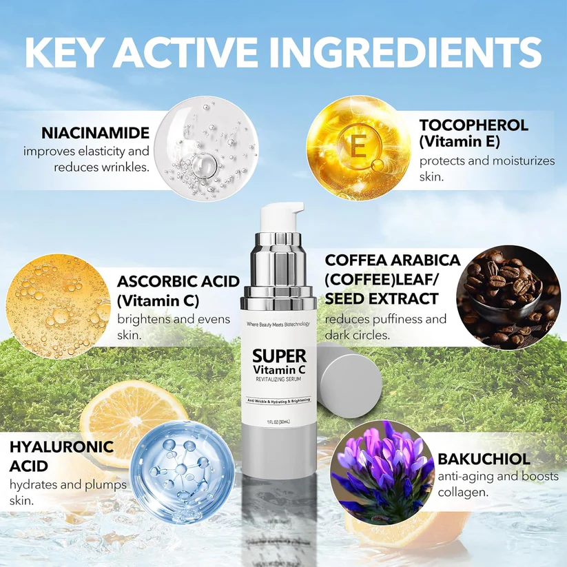 Vaxflite Super C Serum for Mature Skin - All-in-One Vitamin Formula Hydrates