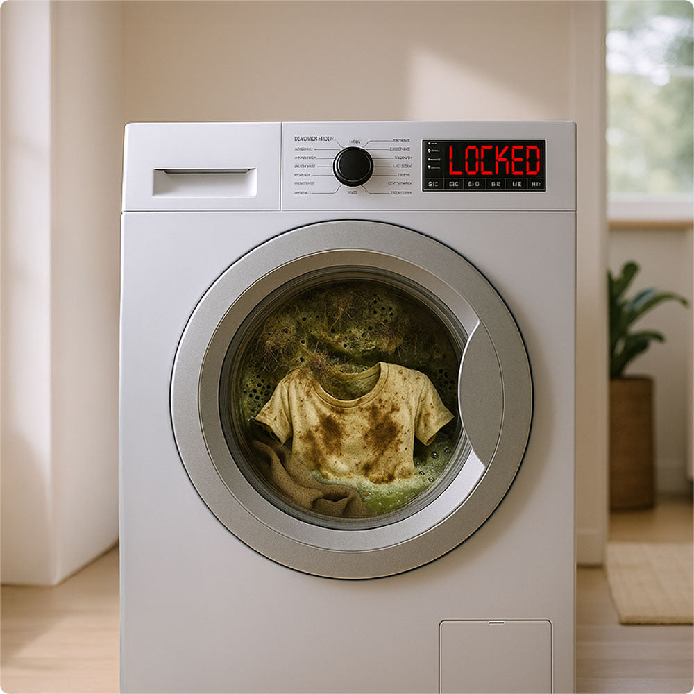 Washing machine with hidden buildup inside the drum