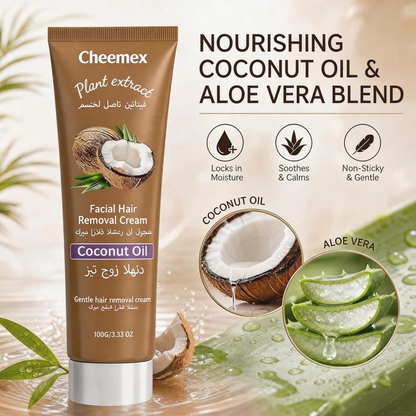 🔥LAST DAY Buy 1 Get 1 Free🔥Coconut Oil Facial Hair Removal Cream | Gentle Smooth Skin in Minutes