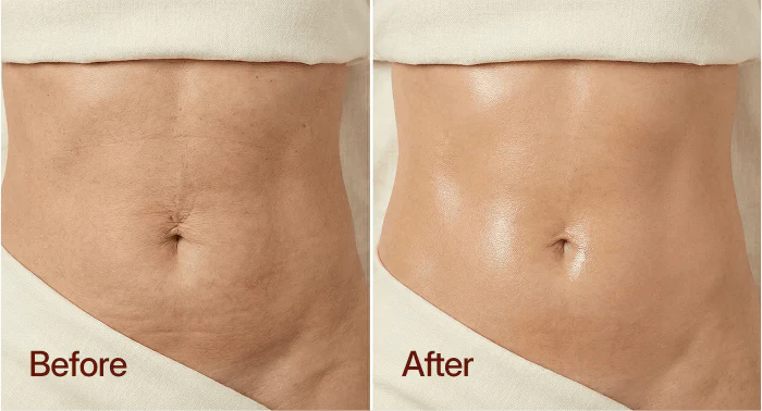 Before and after appearance of stomach skin
